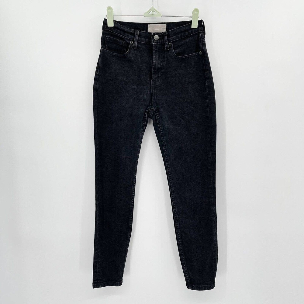 Everlane The High Rise Skinny Ankle Jean Black Size 25 Denim Cotton Stretch